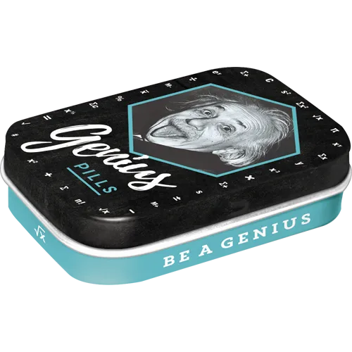 nostalgic-art-einstein-genius-pills-scatola-tascabile-per-mentine-6x4-cm image 1
