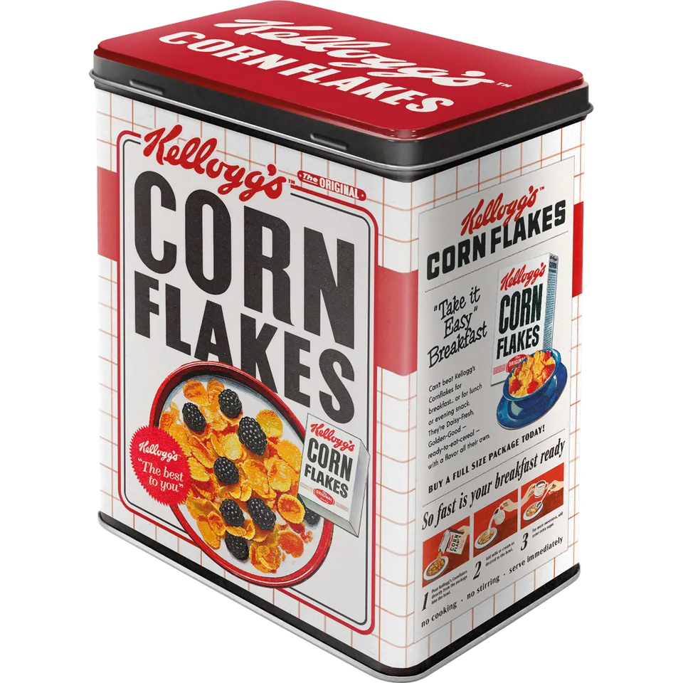 nostalgic-art-kellogg-s-corn-flakes-scatola-in-metallo-l-3-litri-10x14x20-cm image 1