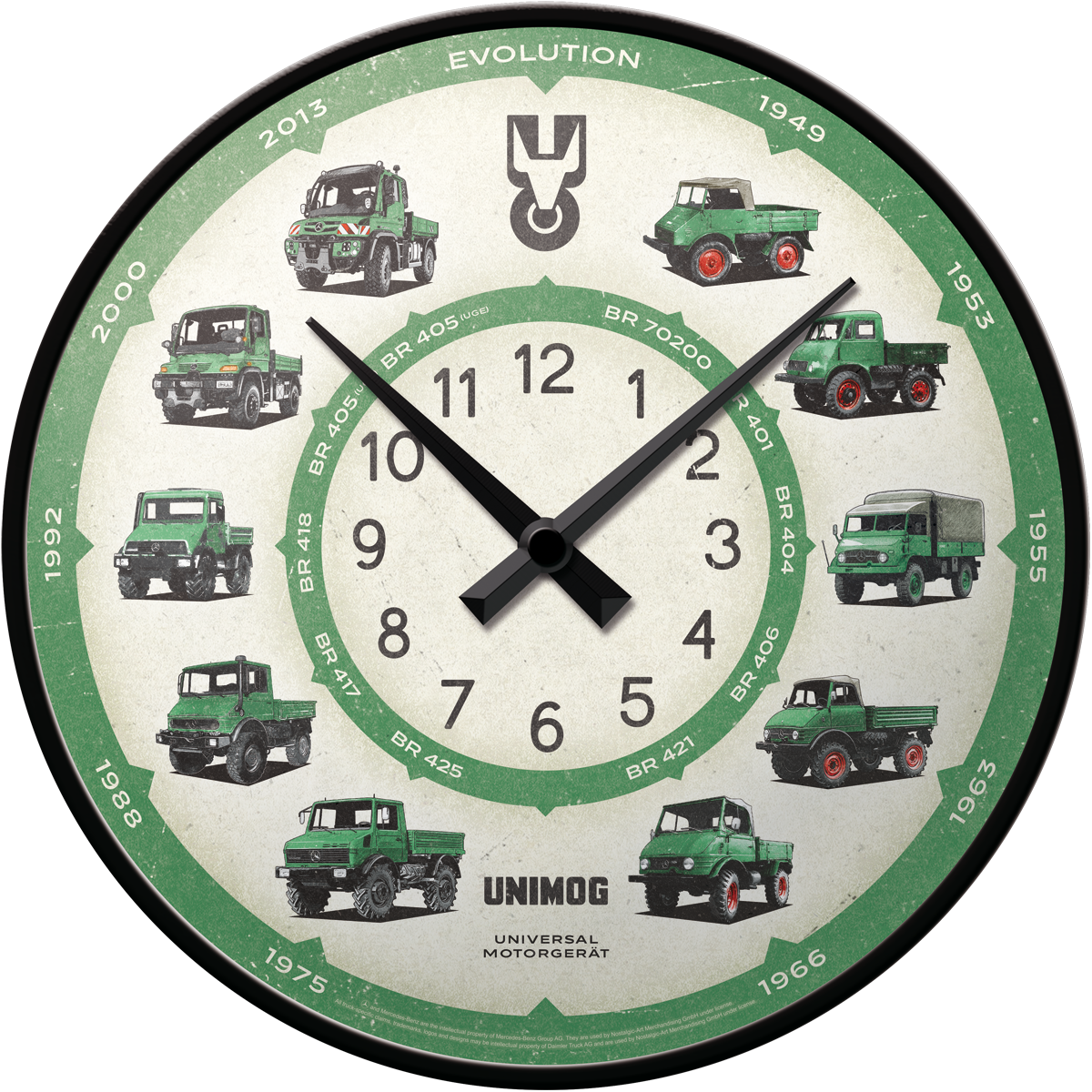 nostalgic-art-daimler-truck-unimog-model-chart-orologio-da-parete-31-cm image 1
