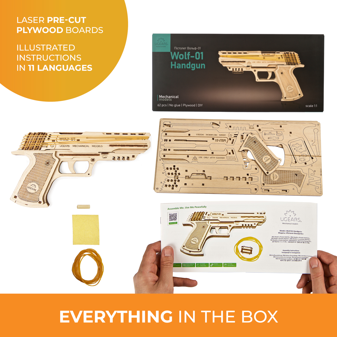ugears-wolf-01-handgun-pistola-meccanica-in-legno-con-elastici-easy-gears image 5