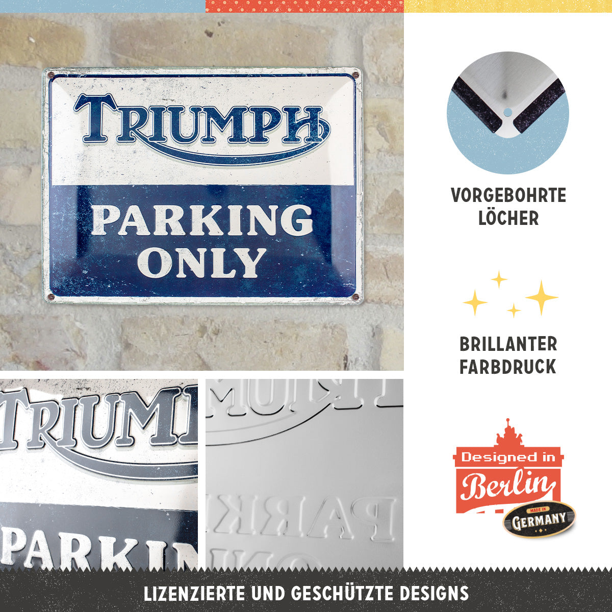 triumph-parking-only-nostalgic-art-targa-in-metallo-30x40-cm image 4