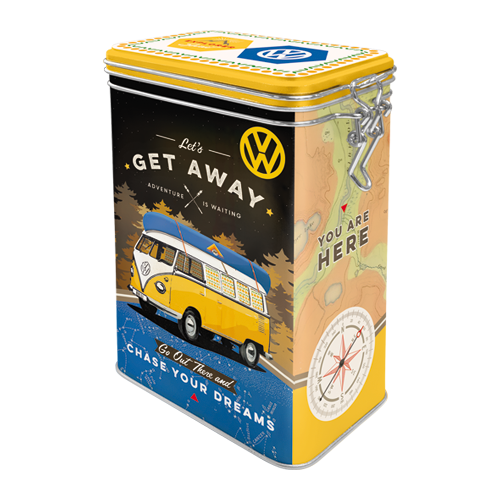 nostalgic-art-vw-bulli-let-s-get-away-scatola-in-latta-7-5x11x17-5-cm image 1