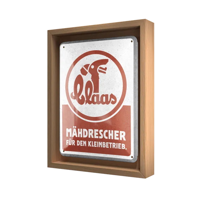 nostalgic-art-claas-mietitrebbia-n-frame-s-edition-set-cornice-legno-targa image 1