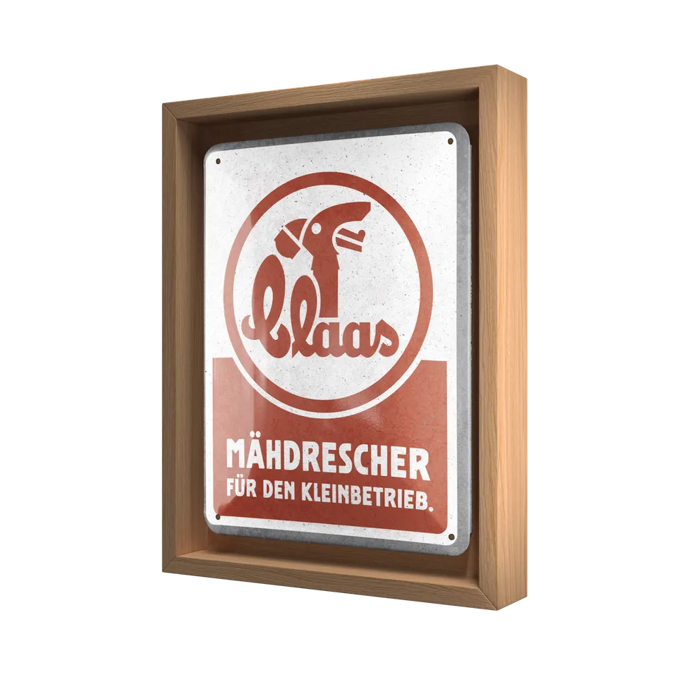 nostalgic-art-claas-mietitrebbia-n-frame-s-edition-set-cornice-legno-targa image 1