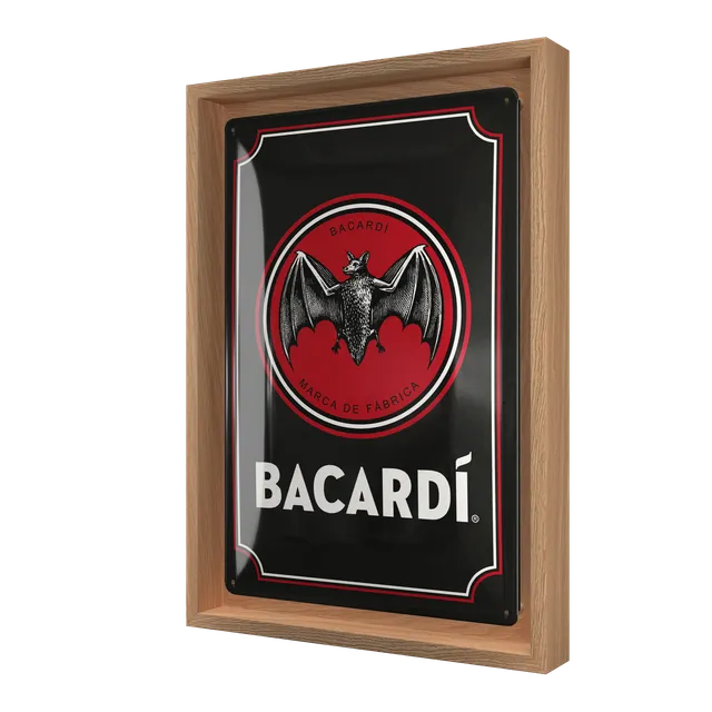 nostalgic-art-bacardi-logo-black-n-frame-m-cornice-rovere-24x33-5-cm image 1