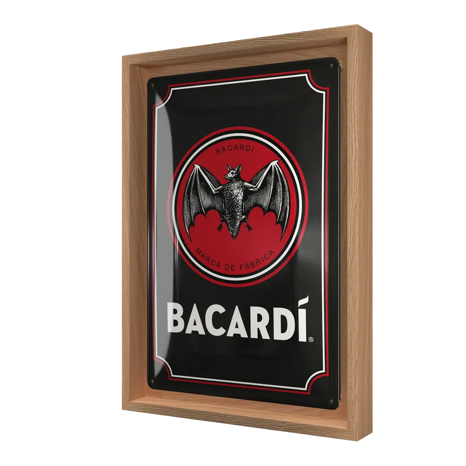 nostalgic-art-bacardi-logo-black-n-frame-m-cornice-rovere-24x33-5-cm image 1