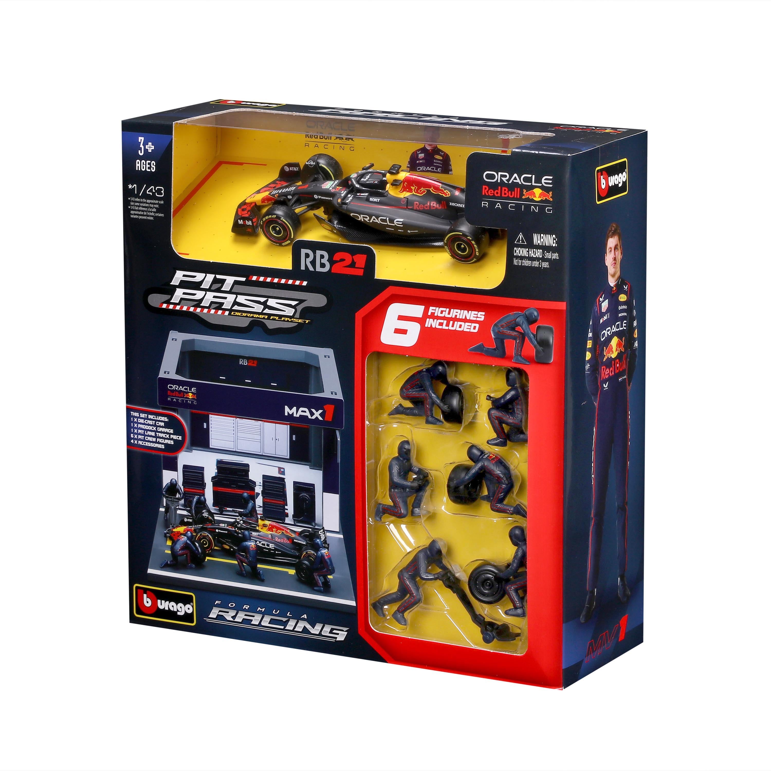 bburago-pit-stop-red-bull-rb21-2025-1-verstappen-playset-diorama-formula-1-scala image 6