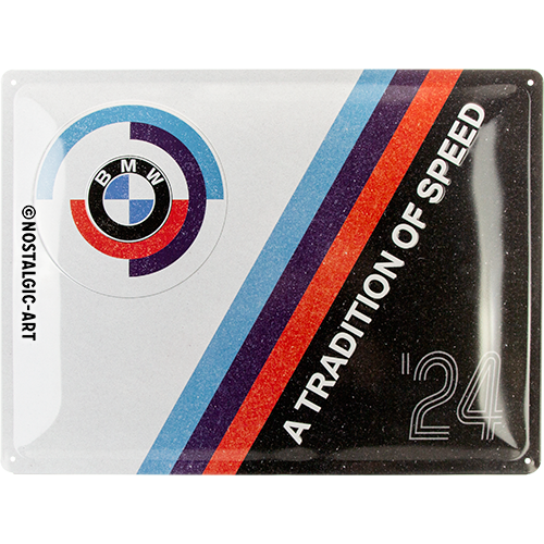 nostalgic-art-bmw-motorsport-tradition-of-speed-targa-in-metallo-30x40-cm image 2