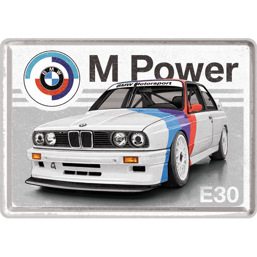 nostalgic-art-bmw-motorsport-m-power-e30-metal-card-10x14-cm image 1