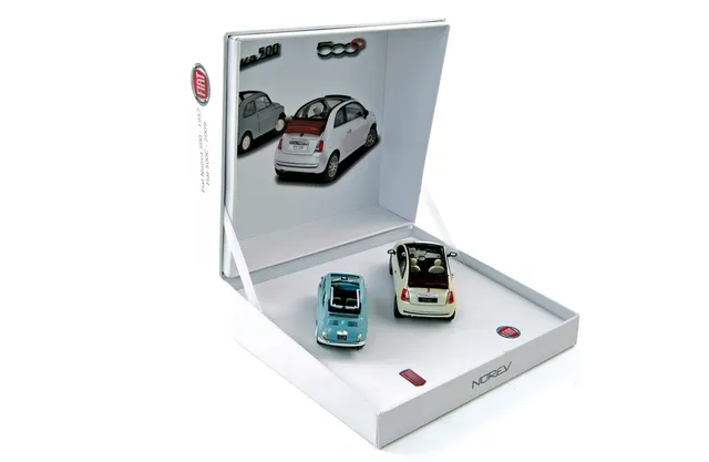norev-cofanetto-fiat-500-1957-e-500c-2009-1-43-edizione-limitata image 1