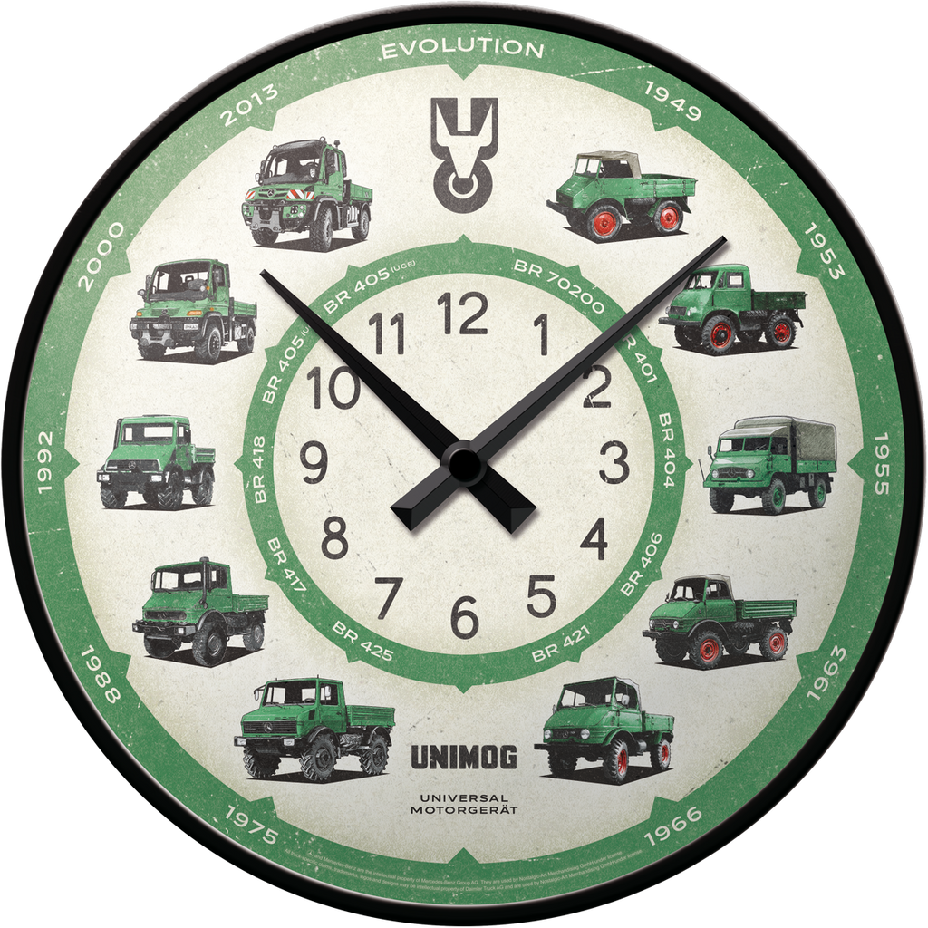 nostalgic-art-daimler-truck-unimog-model-chart-orologio-da-parete-31-cm-2 image 1