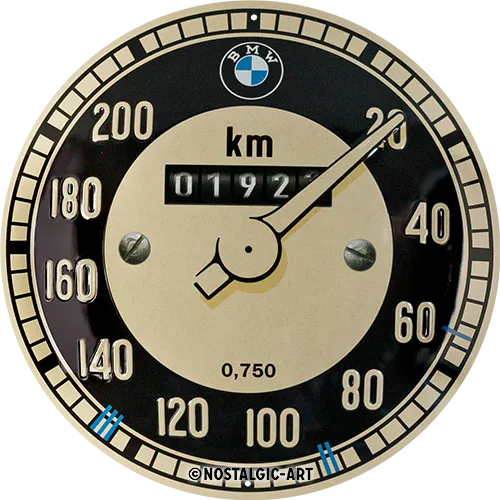 nostalgic-art-bmw-tachometer-targa-rotonda-in-metallo-35-cm image 1