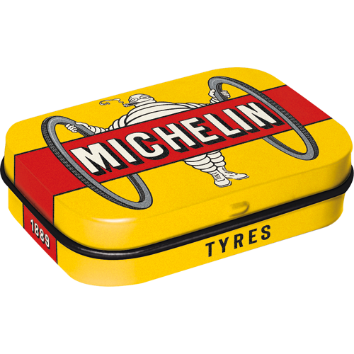 nostalgic-art-michelin-tyres-bibendum-yellow-scatola-tascabile-con-mentine image 1