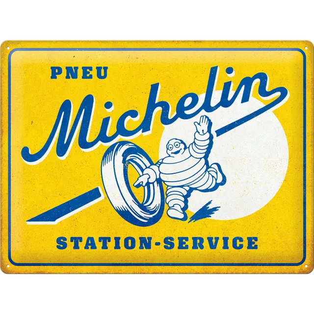 nostalgic-art-michelin-pneu-station-service-targa-metallo-30x40-cm image 1