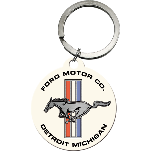 nostalgic-art-ford-mustang-horse-stripes-portachiavi-tondo image 1