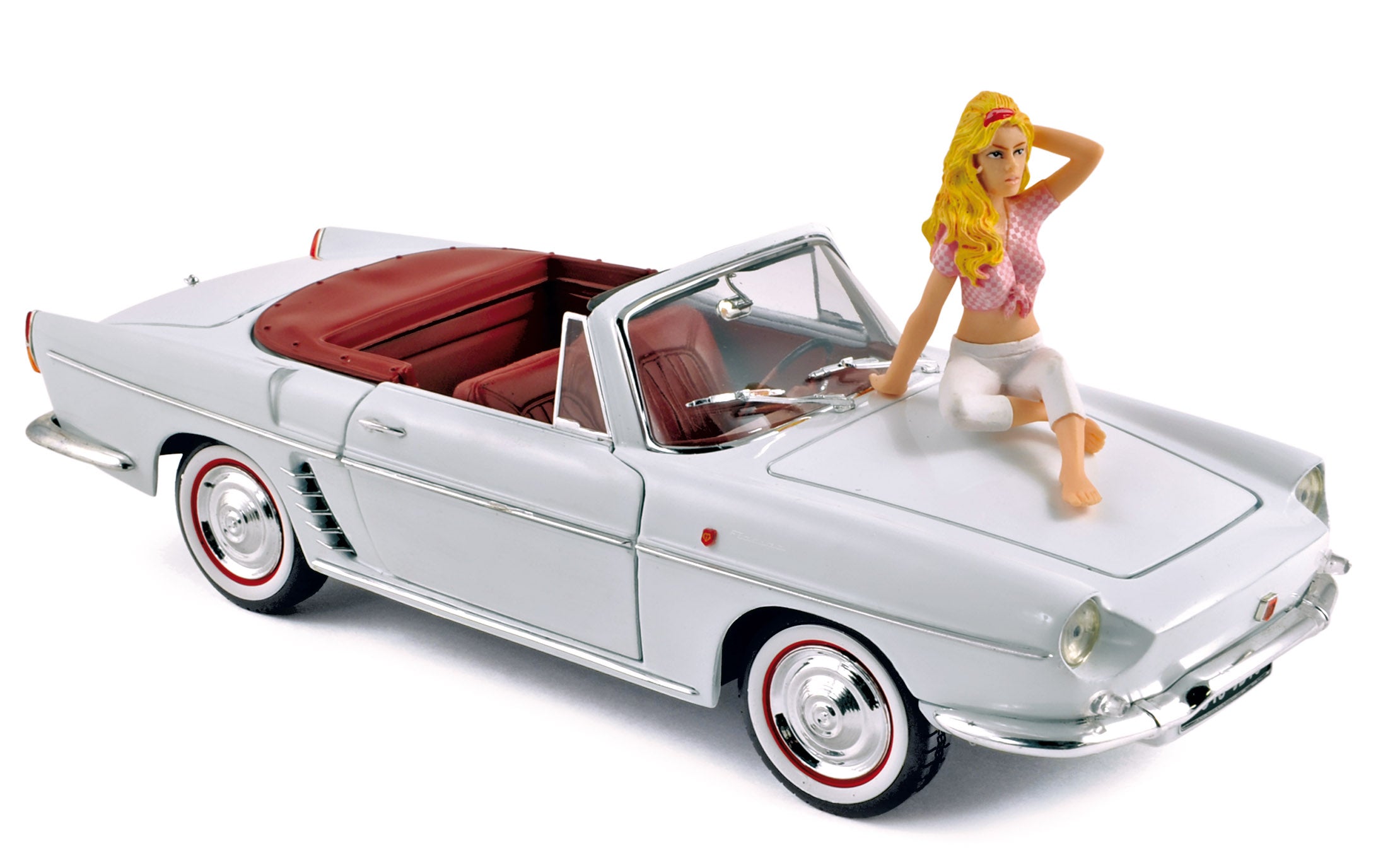 norev-renault-floride-1958-blanc-con-figurine-b-bardot-modellino-auto-1-18 image 1