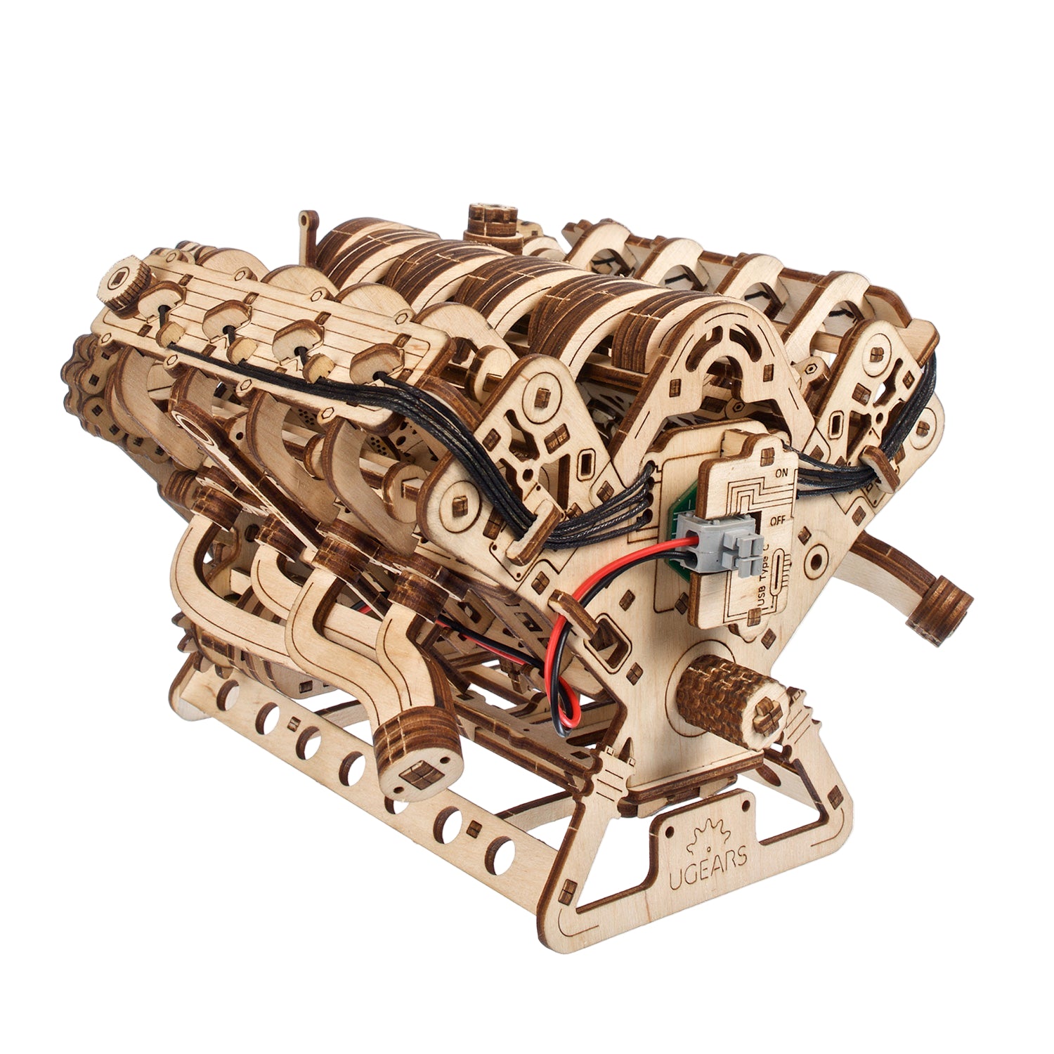 ugears-v8-engine-motore-v8-meccanico-in-legno-da-costruire image 2