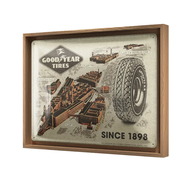 nostalgic-art-goodyear-factories-since-1898-insegna-n-frame-l-33-5x44-cm image 1