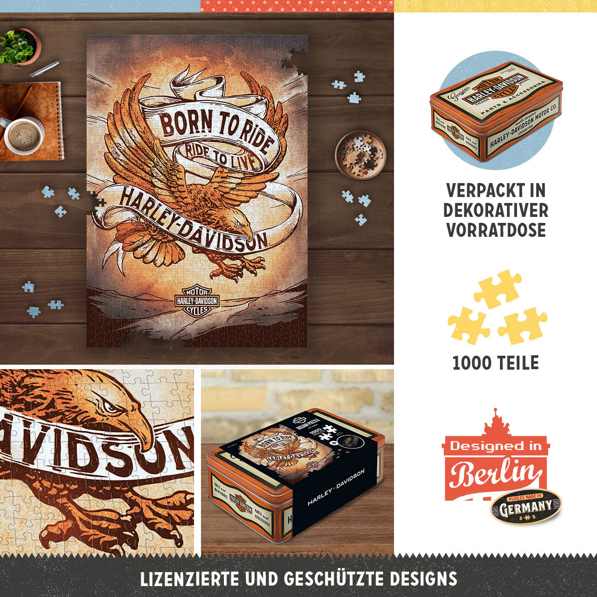 nostalgic-art-harley-davidson-born-to-ride-eagle-2-puzzle-1000-pezzi-in-scatola- image 3
