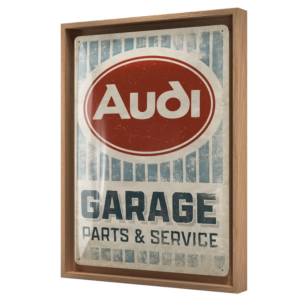 nostalgic-art-audi-garage-n-frame-l-edition-cornice-rovere-33-5x44-cm image 1