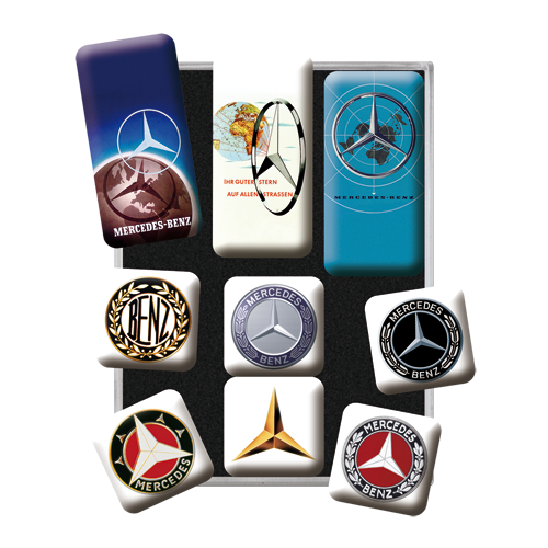 nostalgic-art-mercedes-benz-logo-evolution-set-magneti-7x9x2-cm-in-gift-box image 2