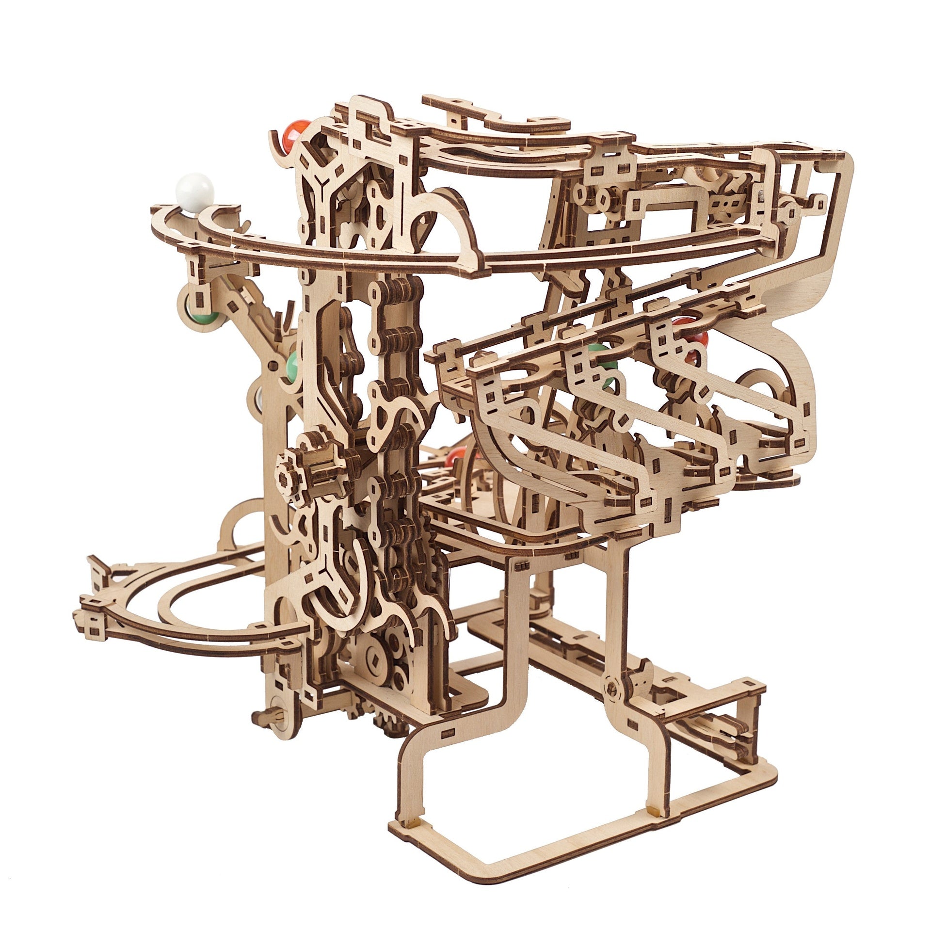 ugears-marble-run-chain-hoist-percorso-biglie-in-legno-con-sollevatore-a-catena image 2