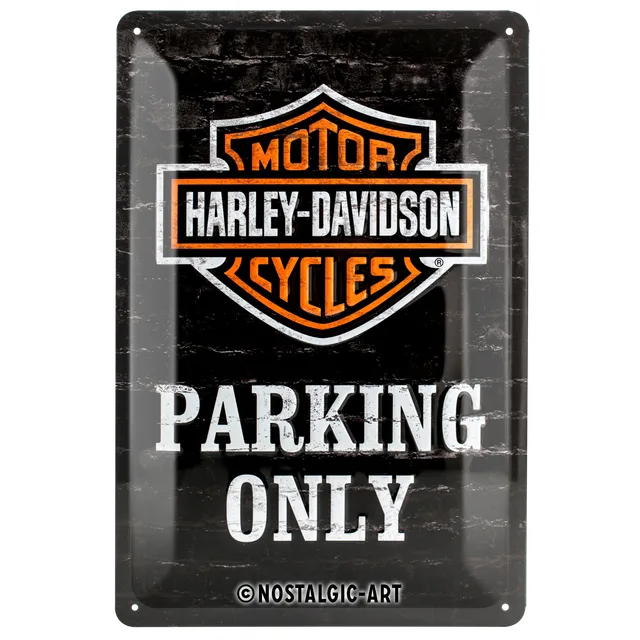 nostalgic-art-harley-davidson-parking-only-targa-in-metallo-20x30-cm image 1
