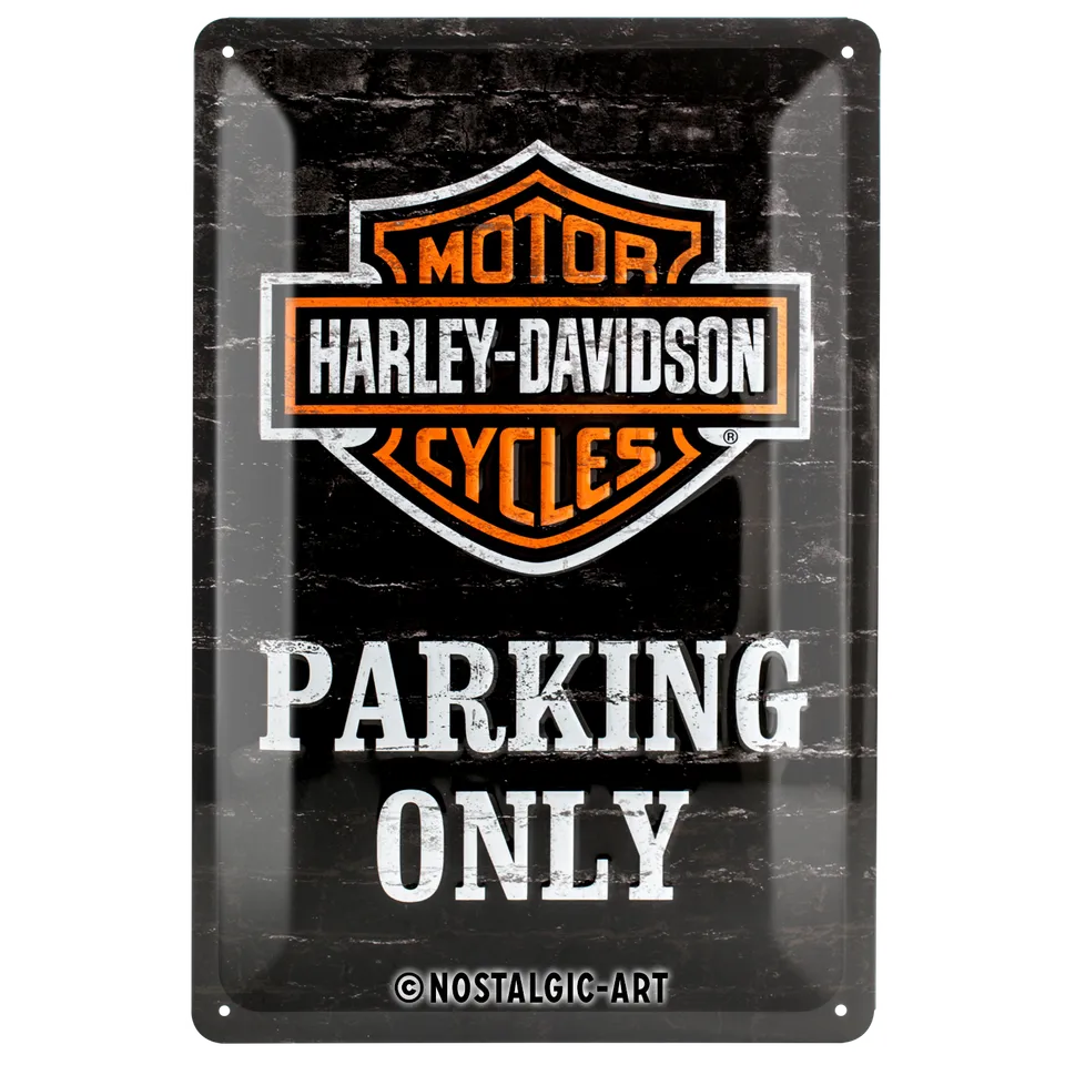 nostalgic-art-harley-davidson-parking-only-targa-in-metallo-20x30-cm image 1