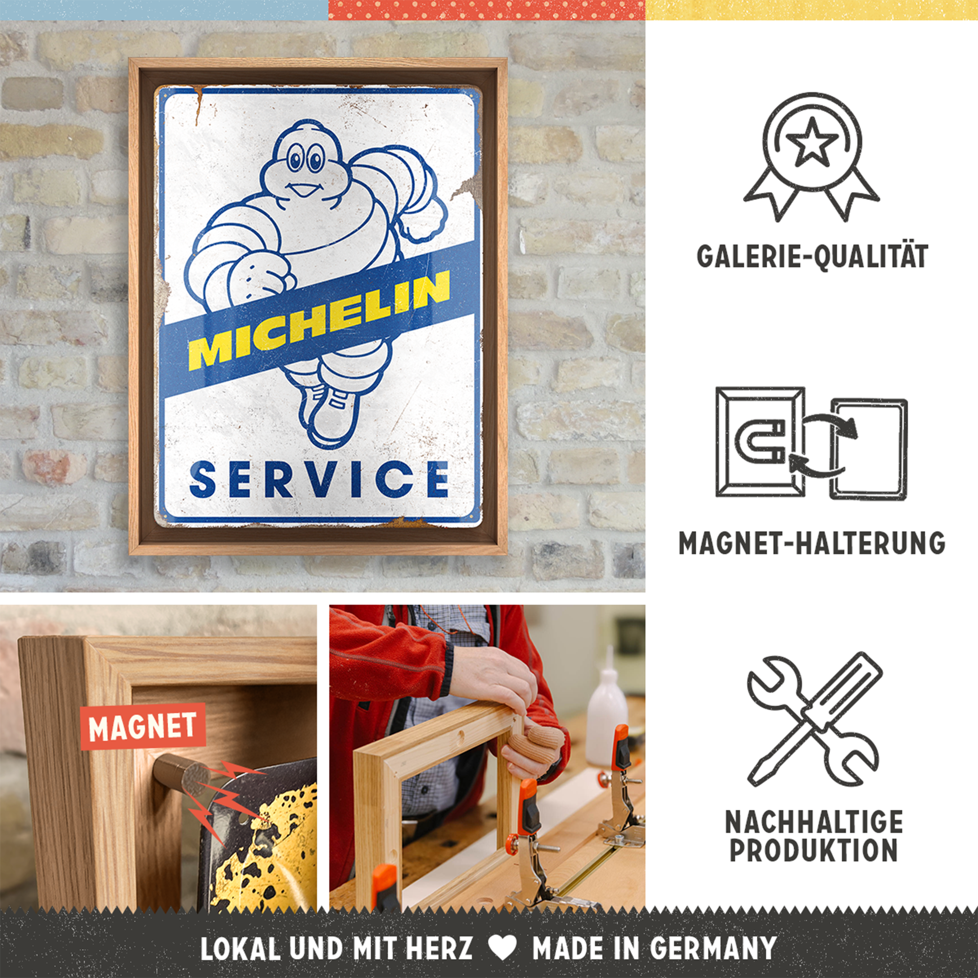nostalgic-art-michelin-service-n-frame-l-edition-cornice-in-legno-con-insegna-in image 3