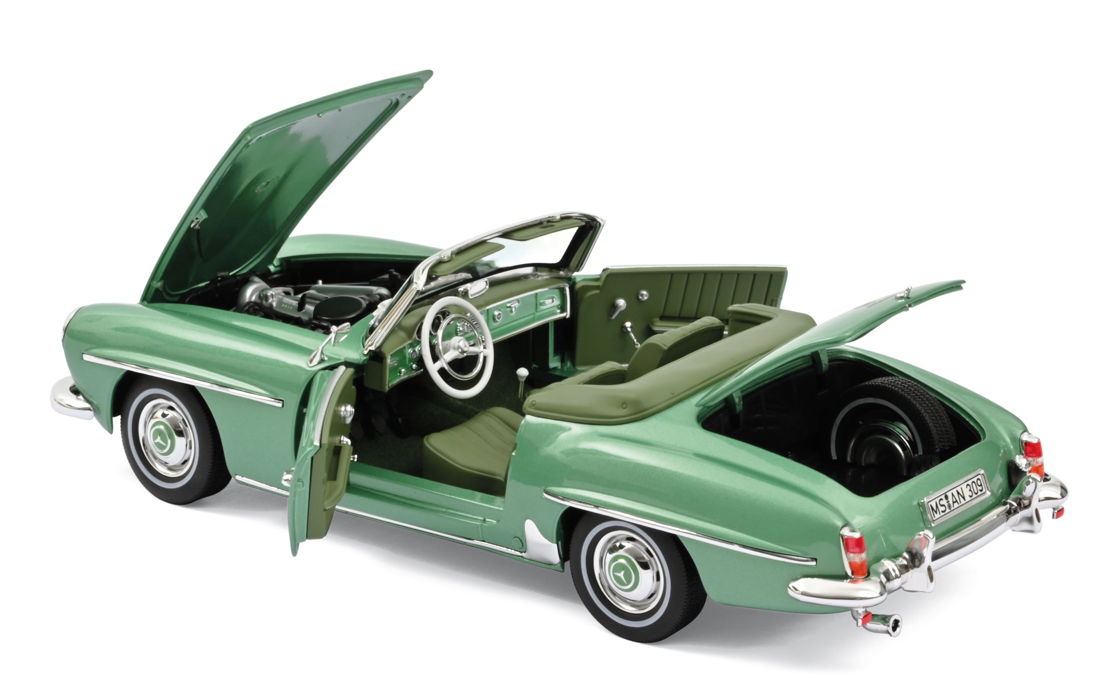 norev-mercedes-benz-190-sl-1957-verde-chiaro-metallizzato-1-18-modellino-cabrio image 2
