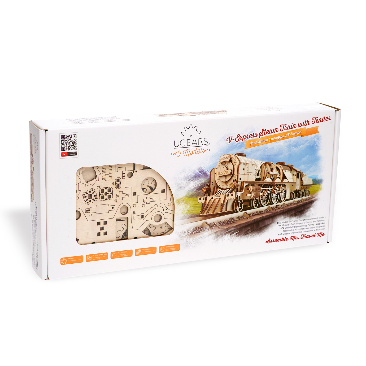 ugears-v-express-steam-train-with-tender-treno-a-vapore-meccanico-in-legno image 5