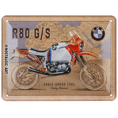 nostalgic-art-bmw-r-80-g-s-paris-dakar-targa-in-metallo-15x20-cm image 1