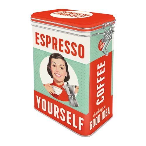 nostalgic-art-espresso-yourself-scatola-latta-con-coperchio-clip-7-5x11x17-5-cm image 1