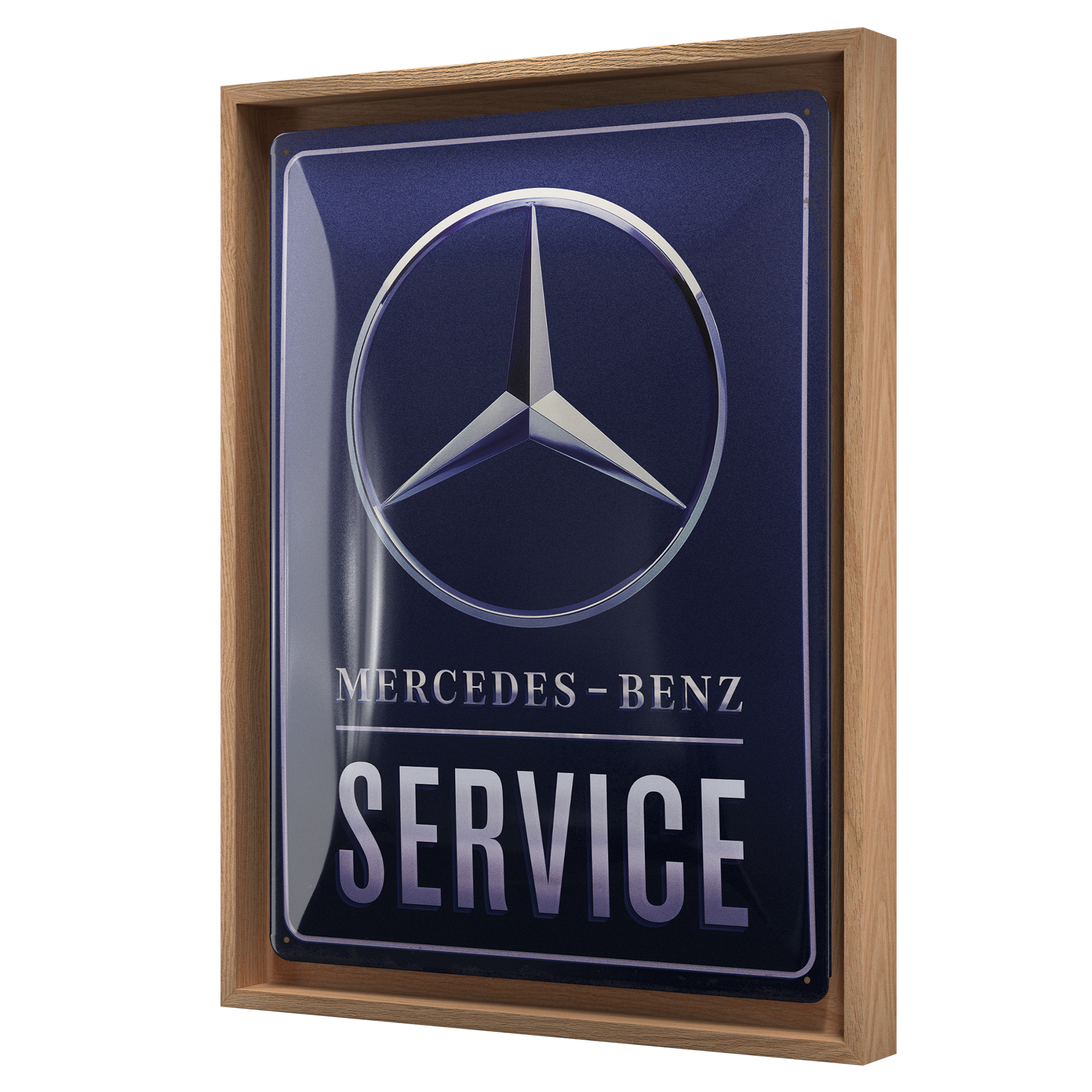 nostalgic-art-mercedes-benz-service-blue-n-frame-l-edition-cornice-targa-33-5x44 image 1