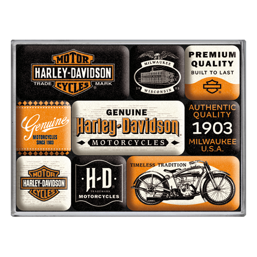 nostalgic-art-harley-davidson-genuine-motorcycles-milwaukee-set-magneti-7x9-cm image 1