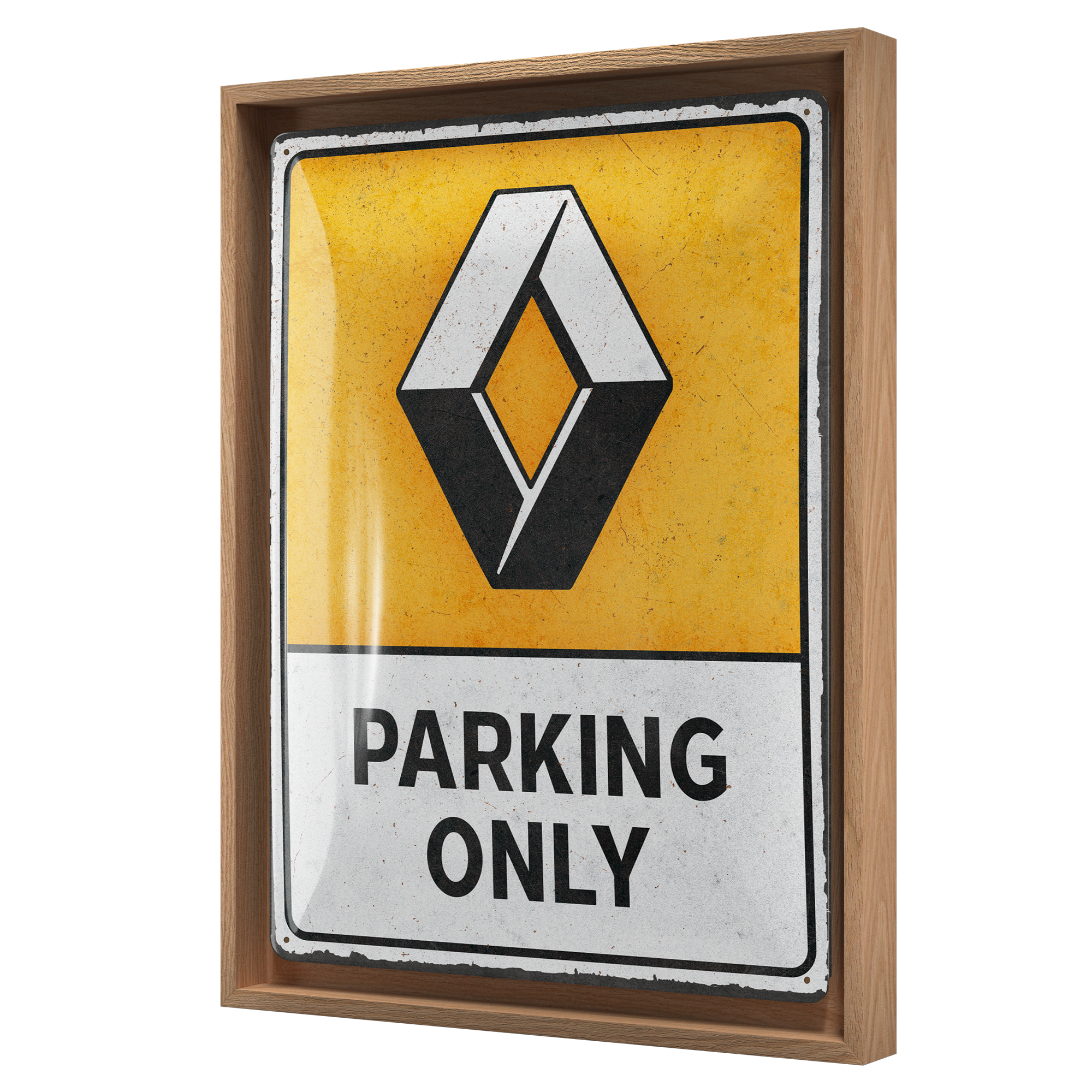 nostalgic-art-renault-parking-only-n-frame-l-edition-targa-metallo-con-cornice-l image 1