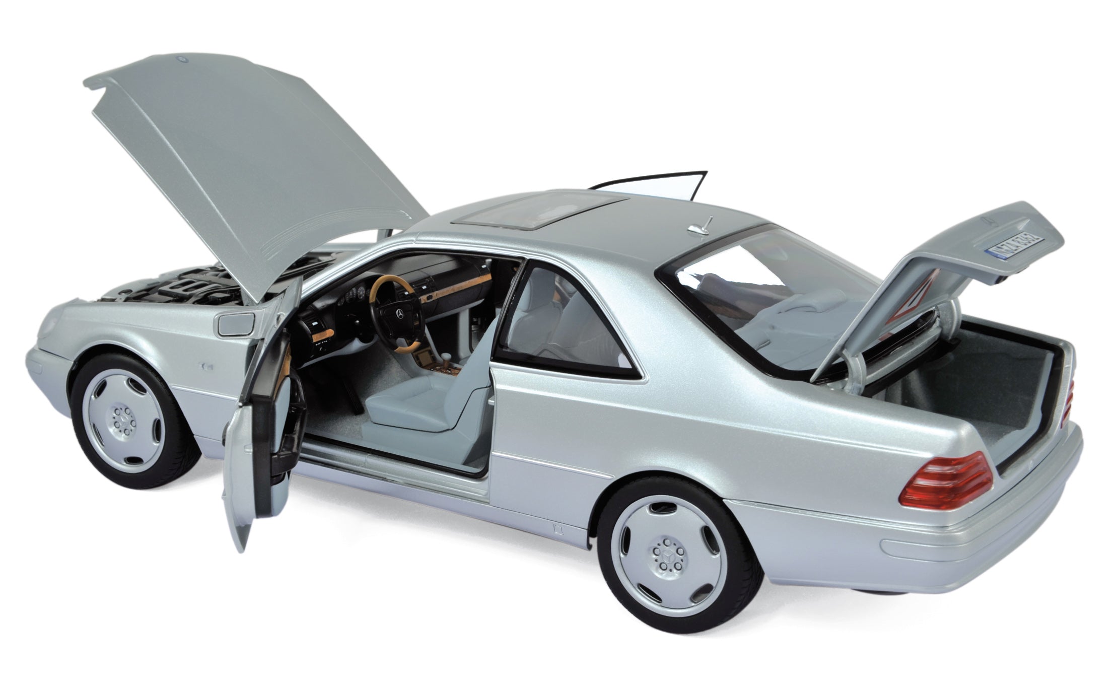norev-mercedes-benz-s600-coup-1998-modellino-auto-1-18-argento-metallizzato image 2