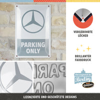 nostalgic-art-mercedes-benz-parking-only-grey-insegna-in-metallo-20x30-cm image 2