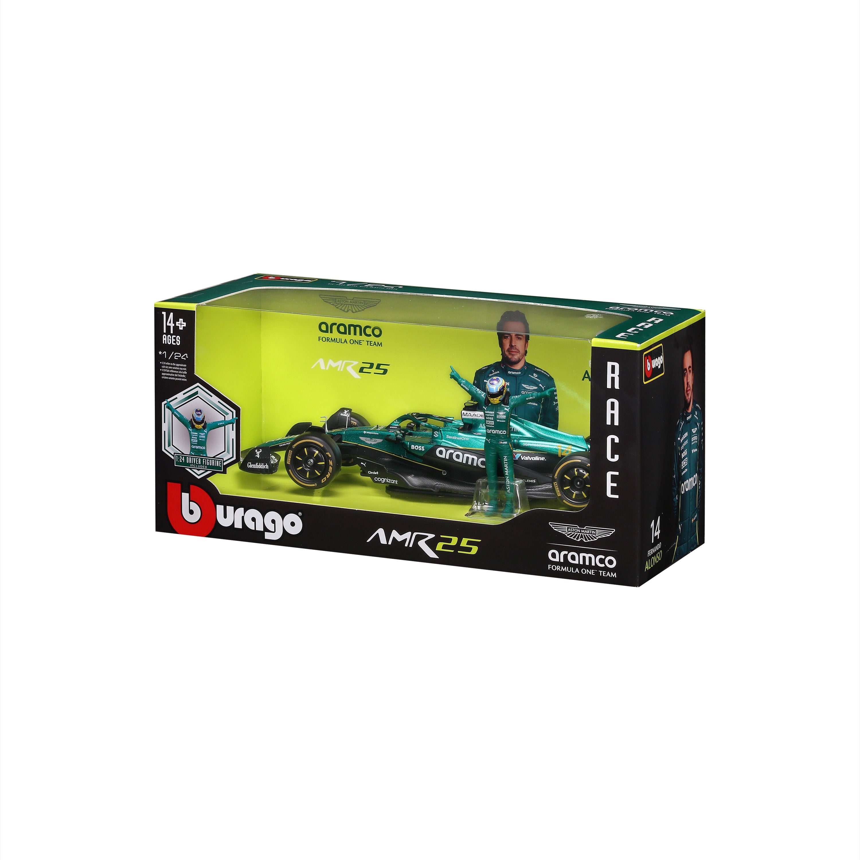 bburago-aston-martin-amr25-14-alonso-con-pilota-1-24-modellino-f1 image 8