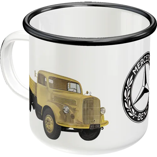 nostalgic-art-daimler-truck-models-tazza-smaltata-360-ml-8x8-cm-in-acciaio image 1