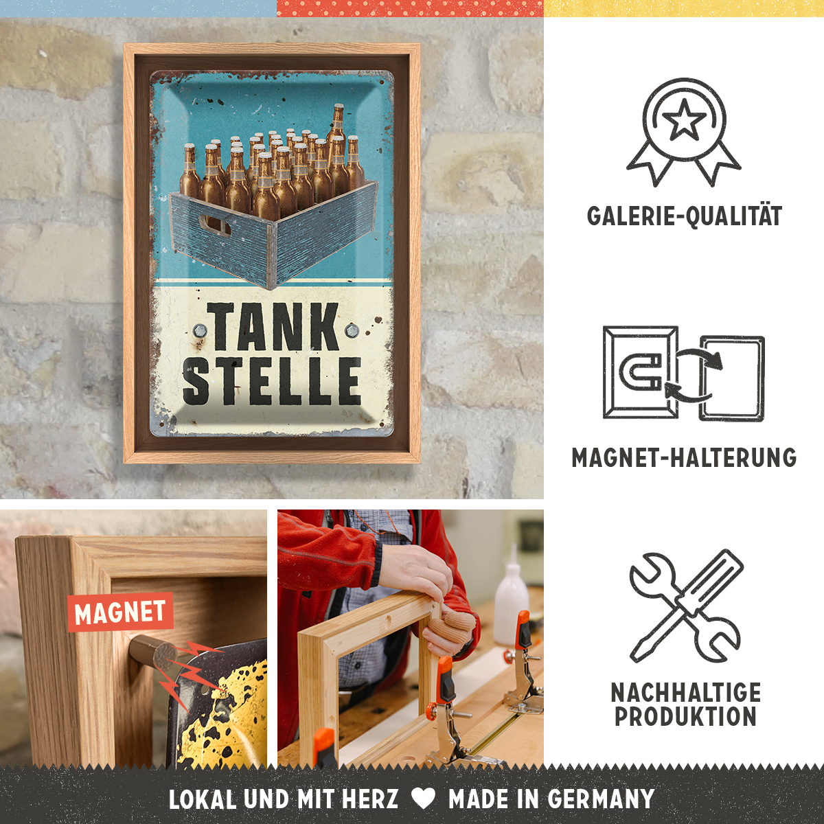 nostalgic-art-tankstelle-bier-n-frame-m-edition-con-targa-24x33-5-cm-rovere image 3
