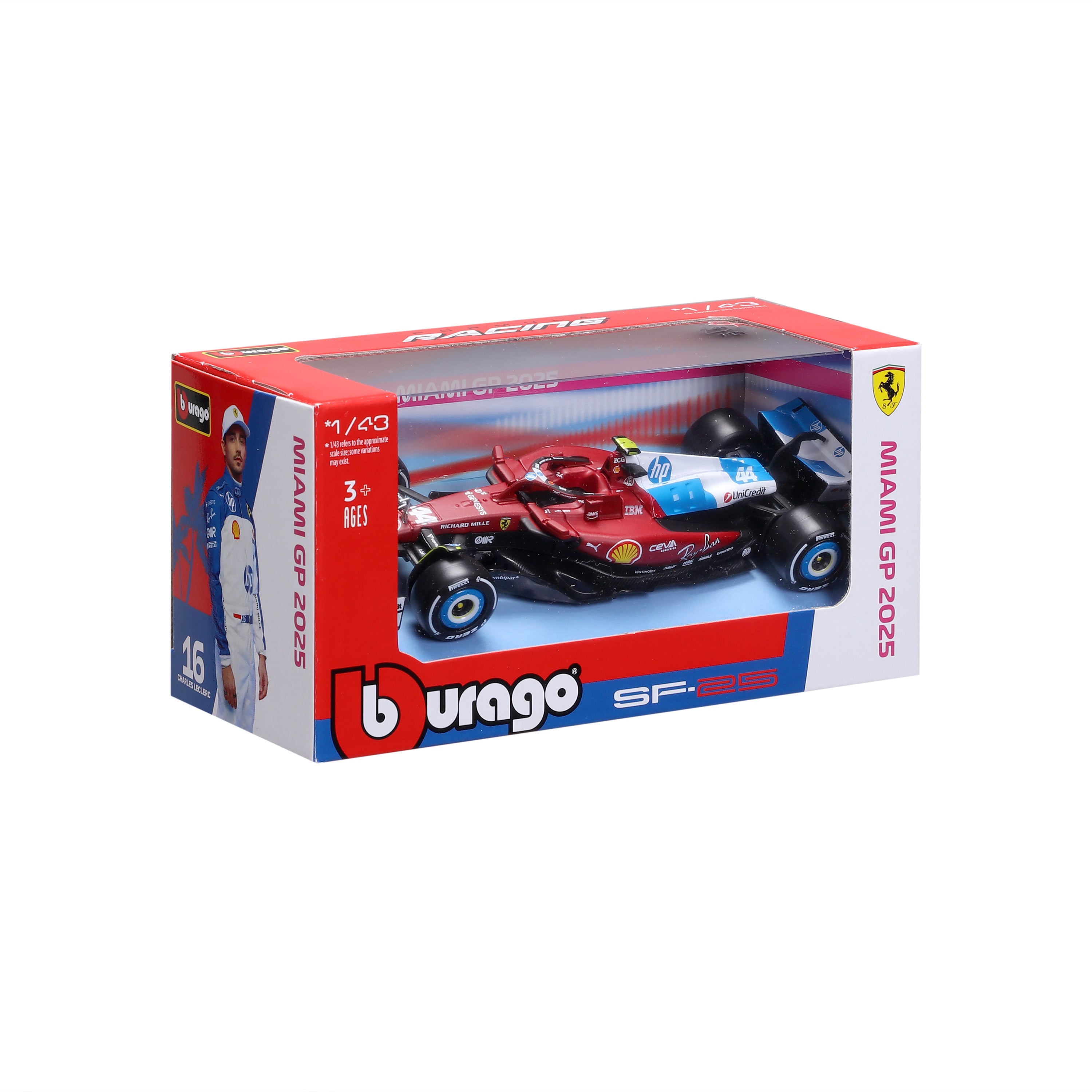 bburago-ferrari-sf-25-44-lewis-hamilton-miami-livery-1-43-modellino-f1 image 2