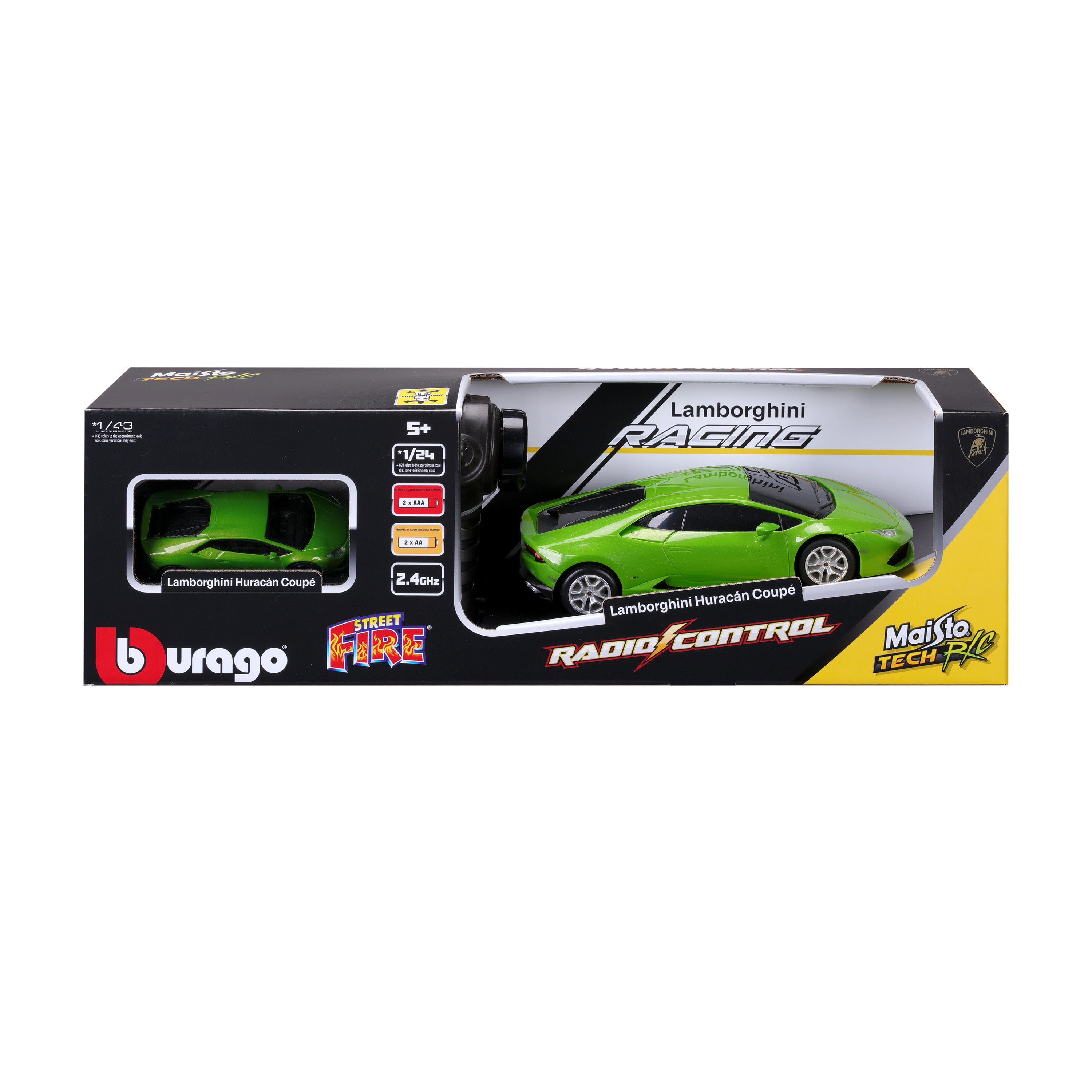 bburago-co-pack-lamborghini-hurac-n-coup-verde-auto-telecomandata-1-24-modellino image 1