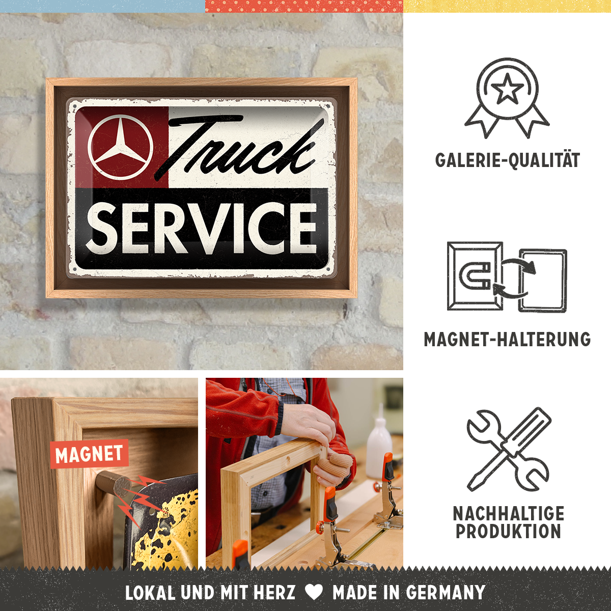 nostalgic-art-daimler-truck-service-n-frame-m-edition-cornice-legno-targa image 3
