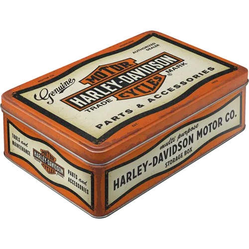 nostalgic-art-harley-davidson-parts-accessories-scatola-metallo-piatta-2-5-litri image 1