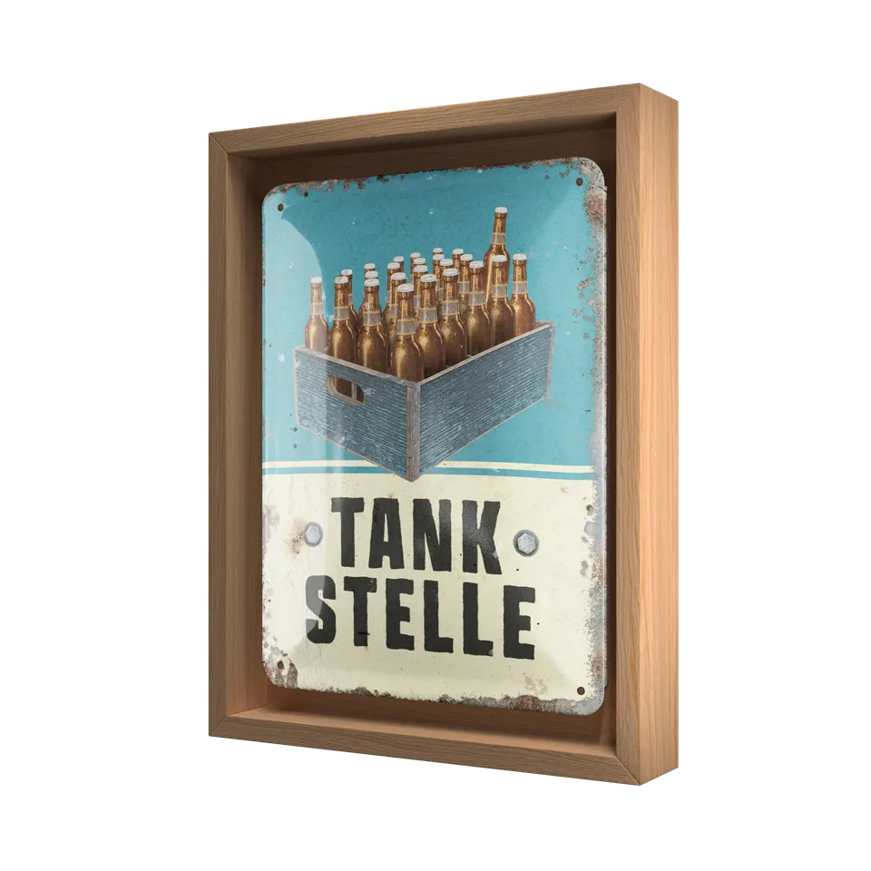 nostalgic-art-tankstelle-bier-n-frame-s-edition-con-cornice-18-5x24-cm image 1