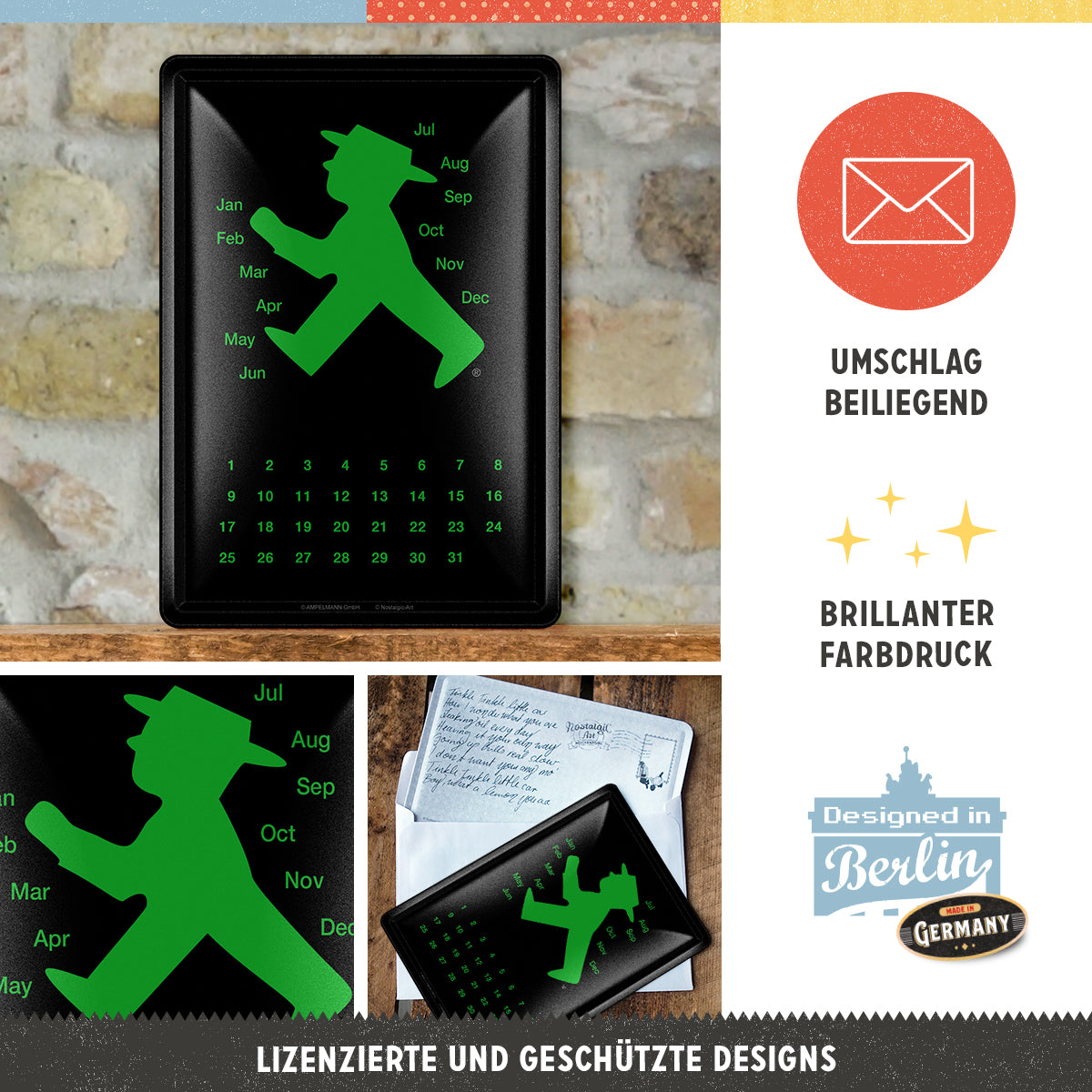 nostalgic-art-ampelmann-verde-metal-card-calendario-10x14-cm image 2