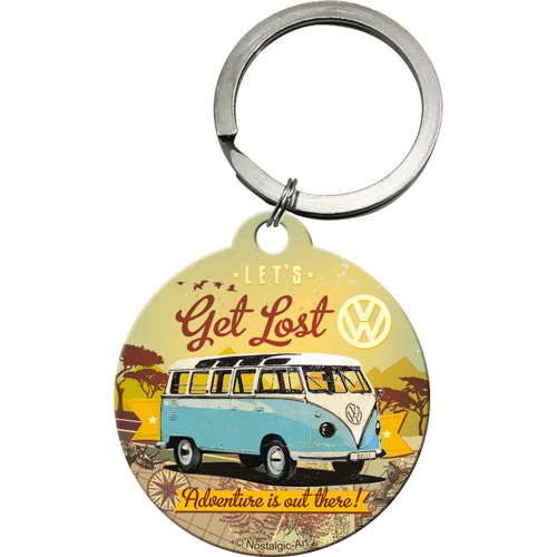 nostalgic-art-vw-bulli-let-s-get-lost-portachiavi-in-metallo-4-cm image 1