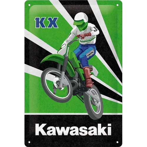 nostalgic-art-kawasaki-kx-motocross-targa-in-metallo-20x30-cm image 1