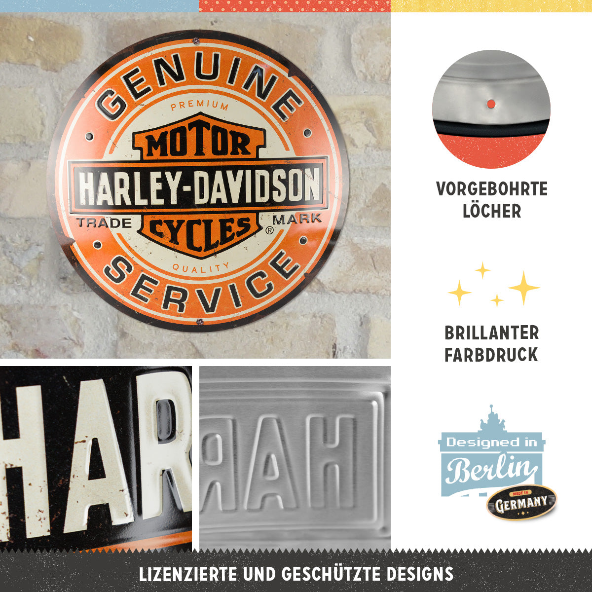 nostalgic-art-harley-davidson-genuine-service-targa-rotonda-35-cm image 2
